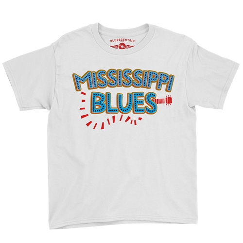 Mississippi Blues Youth T-Shirt - Lightweight Vintage Children & Toddlers - youthwhite