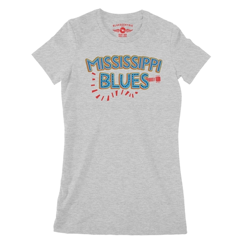 Mississippi Blues Ladies T Shirt - Relaxed Fit - ladiesathleticheather