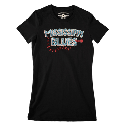 Mississippi Blues Ladies T Shirt - Relaxed Fit - ladiesblack