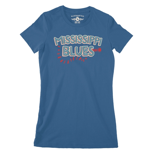 Mississippi Blues Ladies T Shirt - Relaxed Fit - ladiesblue