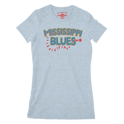 Mississippi Blues Ladies T Shirt - Relaxed Fit - ladiesheatherprismblue