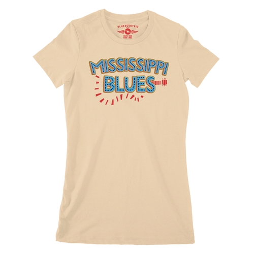 Mississippi Blues Ladies T Shirt - Relaxed Fit - ladiessanddune