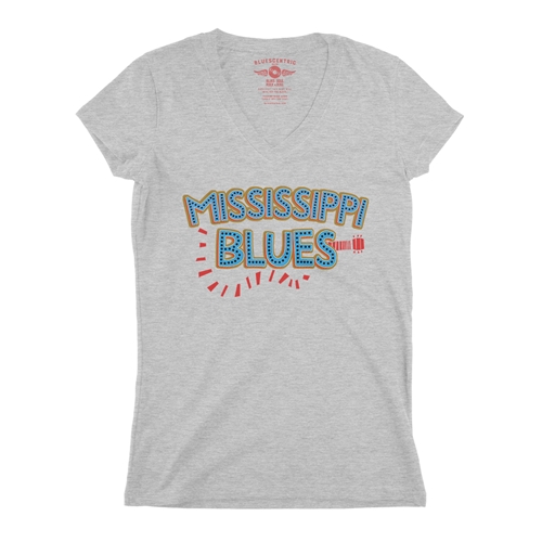 Mississippi Blues V-Neck T Shirt - Women