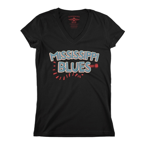 Mississippi Blues V-Neck T Shirt - Women