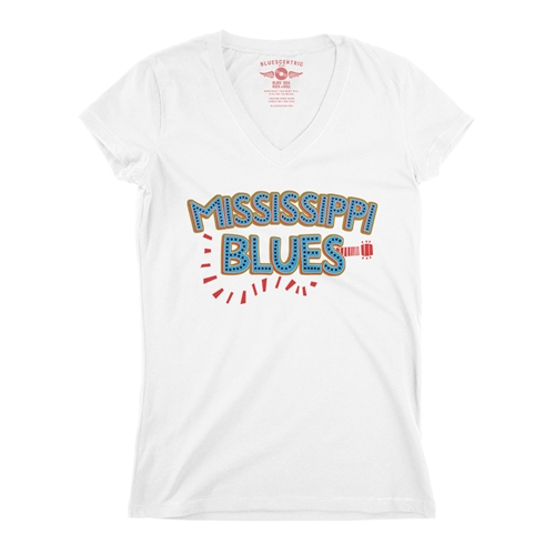 Mississippi Blues V-Neck T Shirt - Women