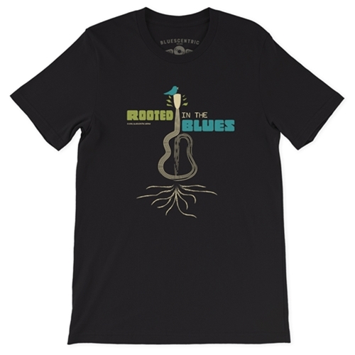 CLEARANCE - XL Black Rooted in the Blues T-Shirt - Lightweight Vintage Style