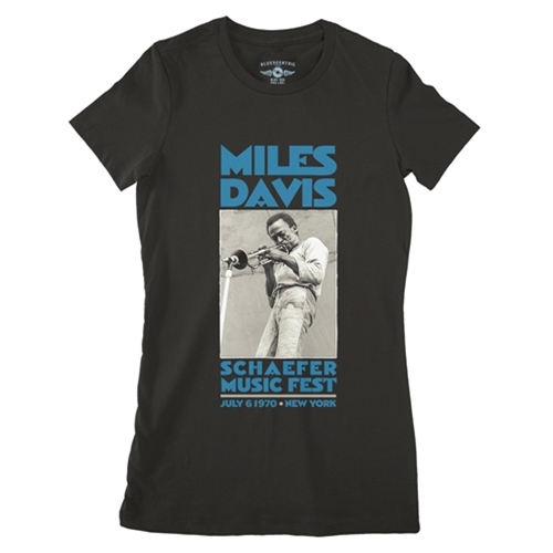 CLEARANCE - Large Black Miles Davis New York City Ladies T Shirt - Relaxed Fit