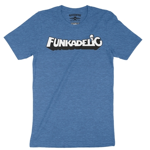 CLEARANCE - Large Blue Funkadelic White Logo T-Shirt - Lightweight Vintage Style