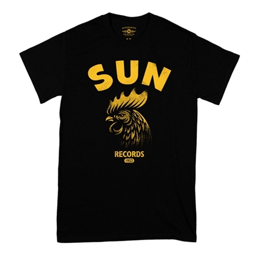 CLEARANCE - Medium Black Sun Records Gritty Rooster T-Shirt - Classic Heavy Cotton