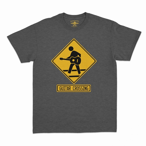 Guitar Crossing T-Shirt - Classic Heavy Cotton - classicheathergrey