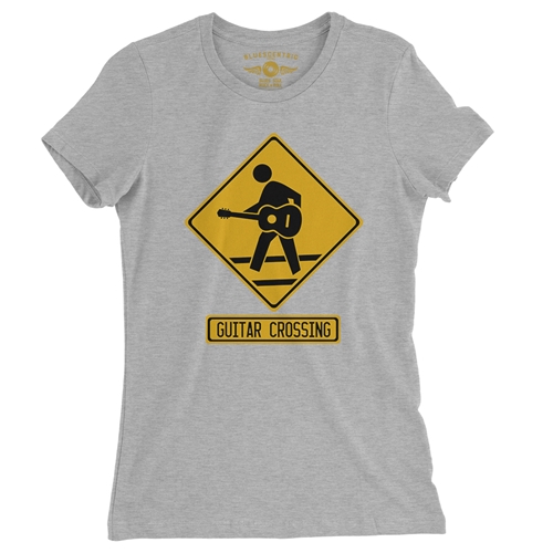 Guitar Crossing Ladies T Shirt - Relaxed Fit - ladiesathleticheather