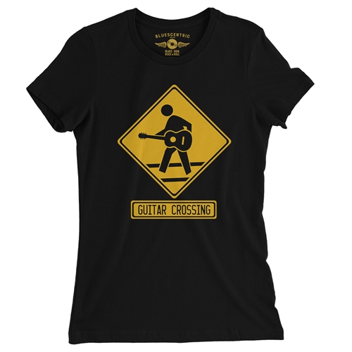 Guitar Crossing Ladies T Shirt - Relaxed Fit - ladiesblack