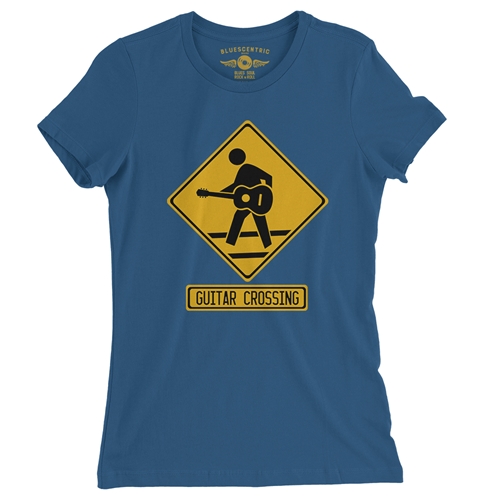 Guitar Crossing Ladies T Shirt - Relaxed Fit - ladiesblue