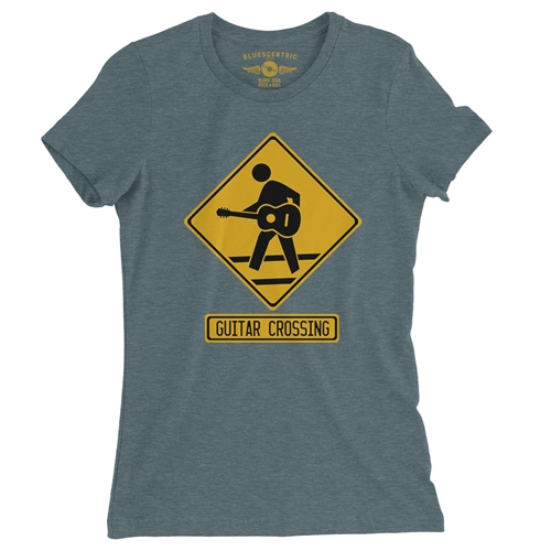 Guitar Crossing Ladies T Shirt - Relaxed Fit - ladiesheatherdeepteal