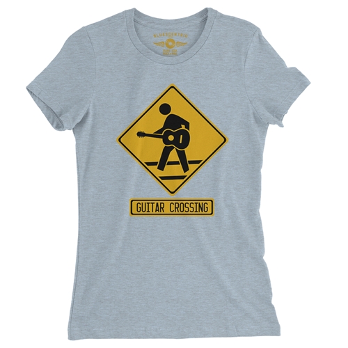 Guitar Crossing Ladies T Shirt - Relaxed Fit - ladiesheatherprismblue