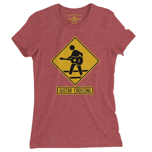 Guitar Crossing Ladies T Shirt - Relaxed Fit - ladiesheatherred