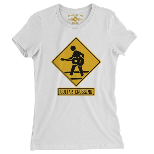 Guitar Crossing Ladies T Shirt - Relaxed Fit - ladieswhite