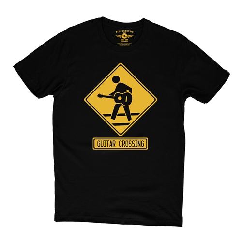 Guitar Crossing Guitar T-Shirt - Lightweight Vintage Style - vintageblack