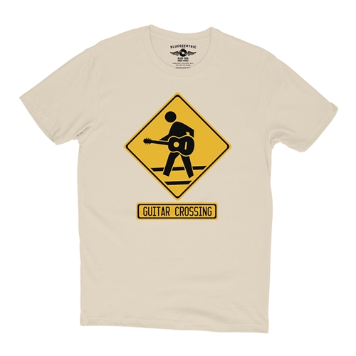 Guitar Crossing Guitar T-Shirt - Lightweight Vintage Style - vintagecream