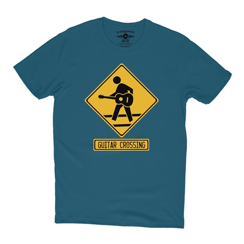 Guitar Crossing Guitar T-Shirt - Lightweight Vintage Style - vintagedeepteal