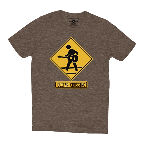 Guitar Crossing Guitar T-Shirt - Lightweight Vintage Style - vintageheatherbrown