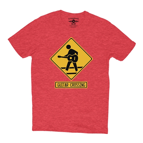 Guitar Crossing Guitar T-Shirt - Lightweight Vintage Style - vintageheatherred