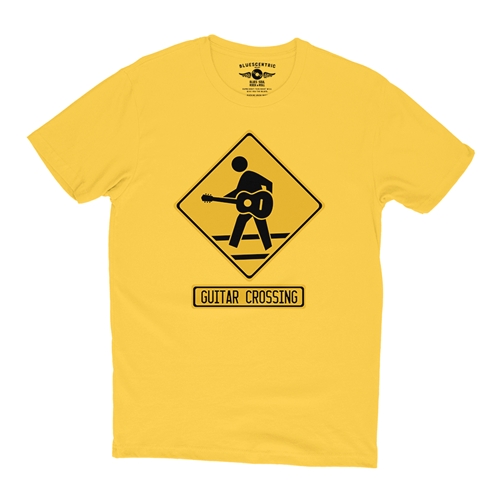 Guitar Crossing Guitar T-Shirt - Lightweight Vintage Style - vintagemaizeyellow