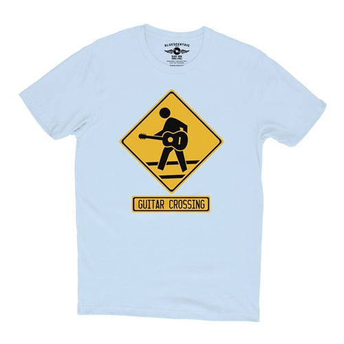 Guitar Crossing Guitar T-Shirt - Lightweight Vintage Style - vintagethrowbackblue