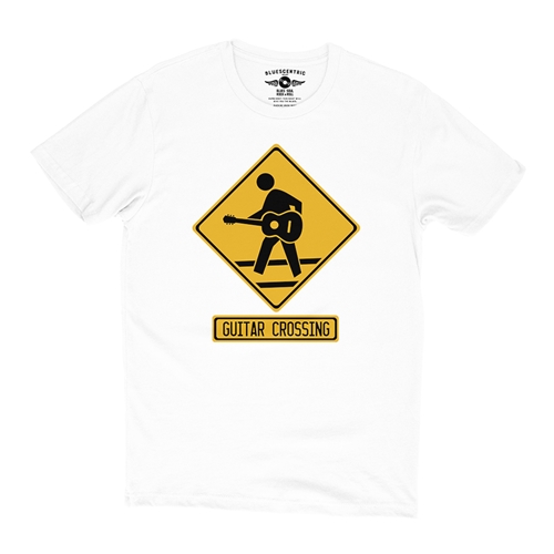 Guitar Crossing Guitar T-Shirt - Lightweight Vintage Style - vintagewhite