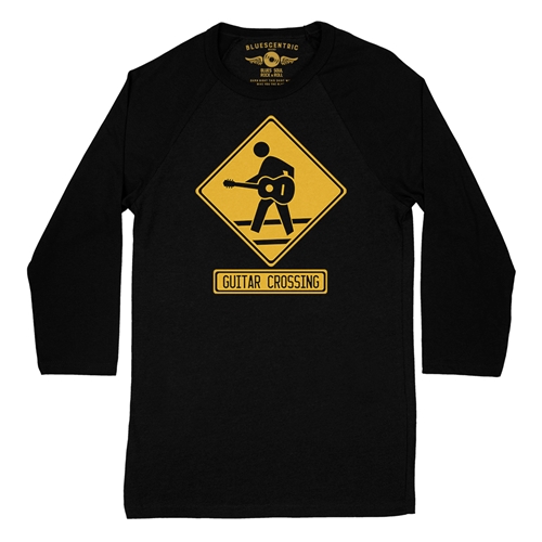 Guitar Crossing Baseball T-Shirt - raglanblackblacksleeve