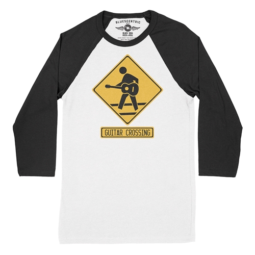 Guitar Crossing Baseball T-Shirt - raglanwhiteblacksleeve