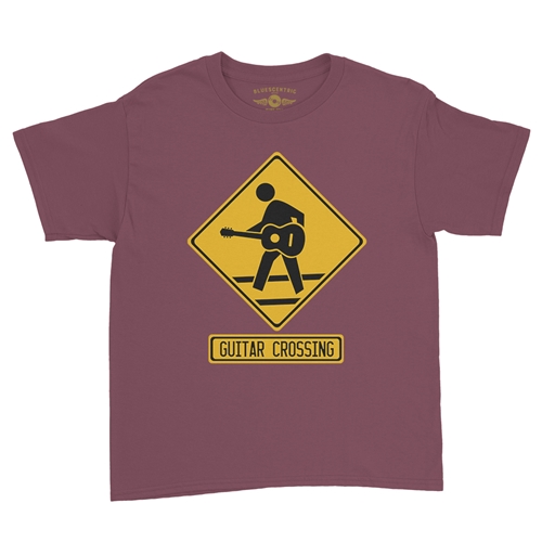 Guitar Crossing Youth T-Shirt - Lightweight Vintage Children & Toddlers - youthheathermaroon