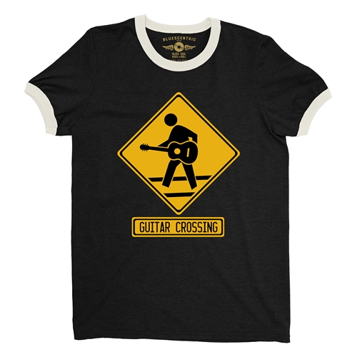 Guitar Crossing Ringer T-Shirt - ringerblackcreamtrim