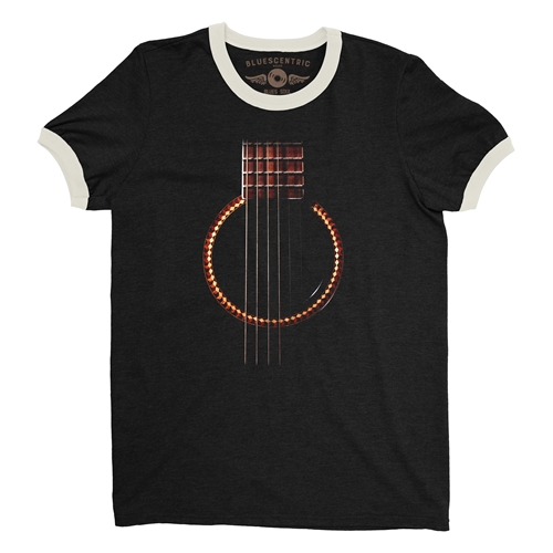 Guitar Ringer T-Shirt - ringerblackcreamtrim