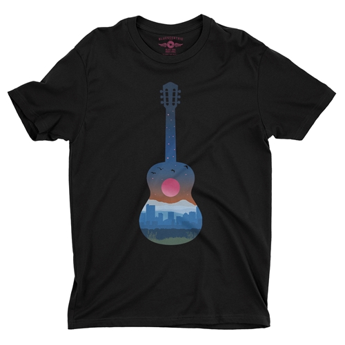 Guitar City T-Shirt - Lightweight Vintage Style - vintageblack