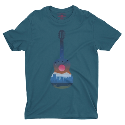 Guitar City T-Shirt - Lightweight Vintage Style - vintagedeepteal