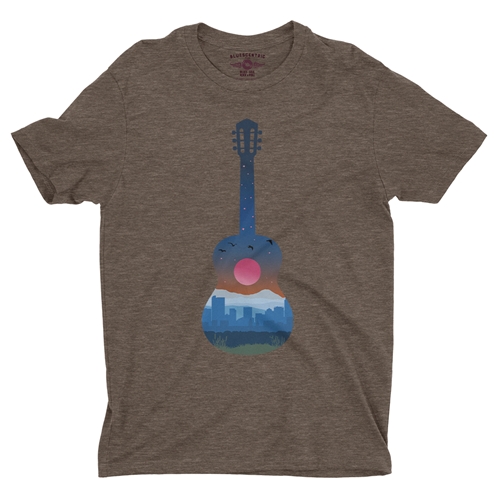 Guitar City T-Shirt - Lightweight Vintage Style - vintageheatherbrown