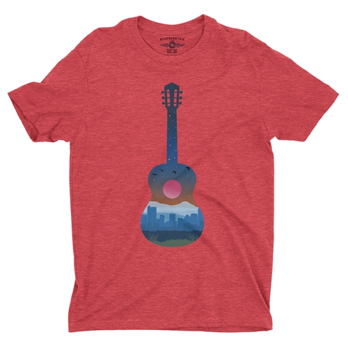 Guitar City T-Shirt - Lightweight Vintage Style - vintageheatherred