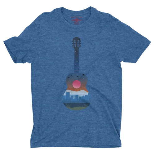 Guitar City T-Shirt - Lightweight Vintage Style - vintageheatherroyalblue