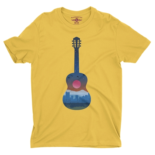 Guitar City T-Shirt - Lightweight Vintage Style - vintagemaizeyellow