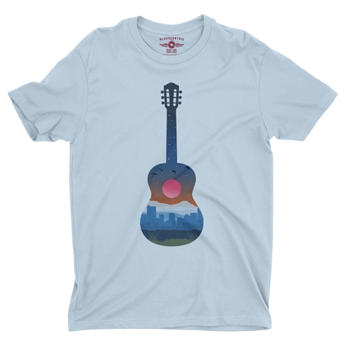 Guitar City T-Shirt - Lightweight Vintage Style - vintagethrowbackblue