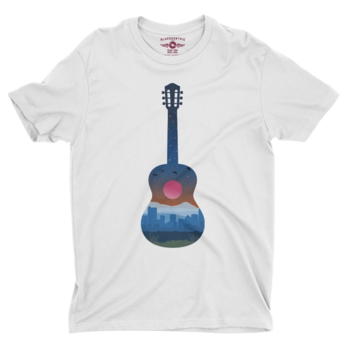 Guitar City T-Shirt - Lightweight Vintage Style - vintagewhite