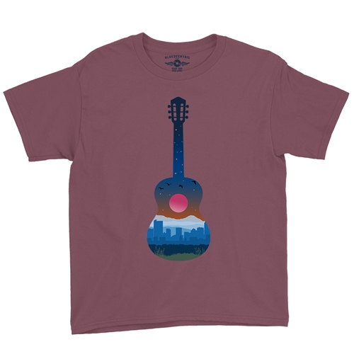 Guitar City Youth T-Shirt - Lightweight Vintage Children & Toddlers - youthheathermaroon