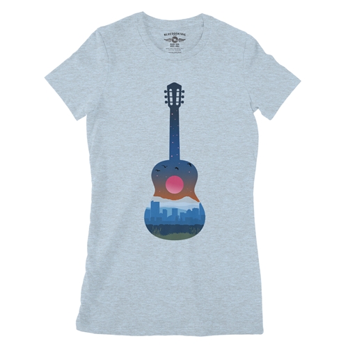 Guitar City Ladies T Shirt - Relaxed Fit - ladiesheatherprismblue