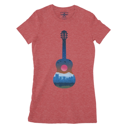 Guitar City Ladies T Shirt - Relaxed Fit - ladiesheatherred