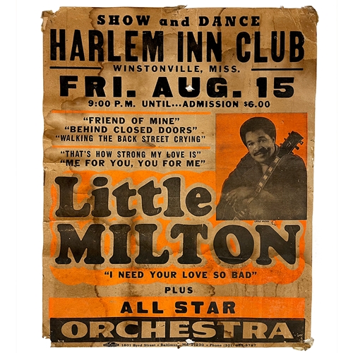 VINTAGE BLUES POSTER - Little Milton Winstonville Mississippi