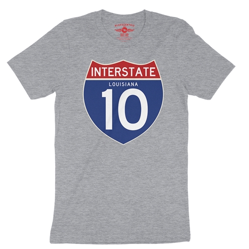 Interstate 10 Louisiana T-Shirt - Lightweight Vintage Style - vintageathleticheather