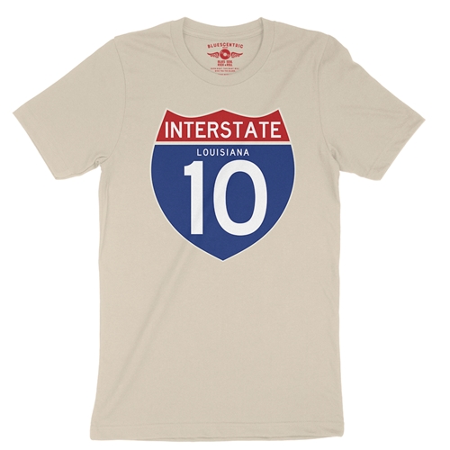 Interstate 10 Louisiana T-Shirt - Lightweight Vintage Style - vintagecream