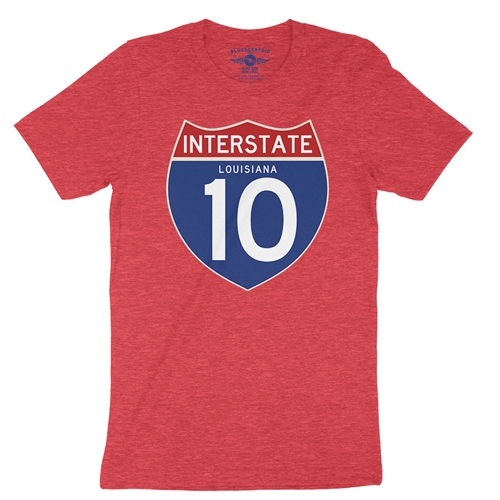 Interstate 10 Louisiana T-Shirt - Lightweight Vintage Style - vintageheatherred