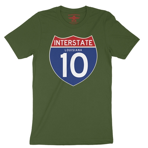 Interstate 10 Louisiana T-Shirt - Lightweight Vintage Style - vintageolive